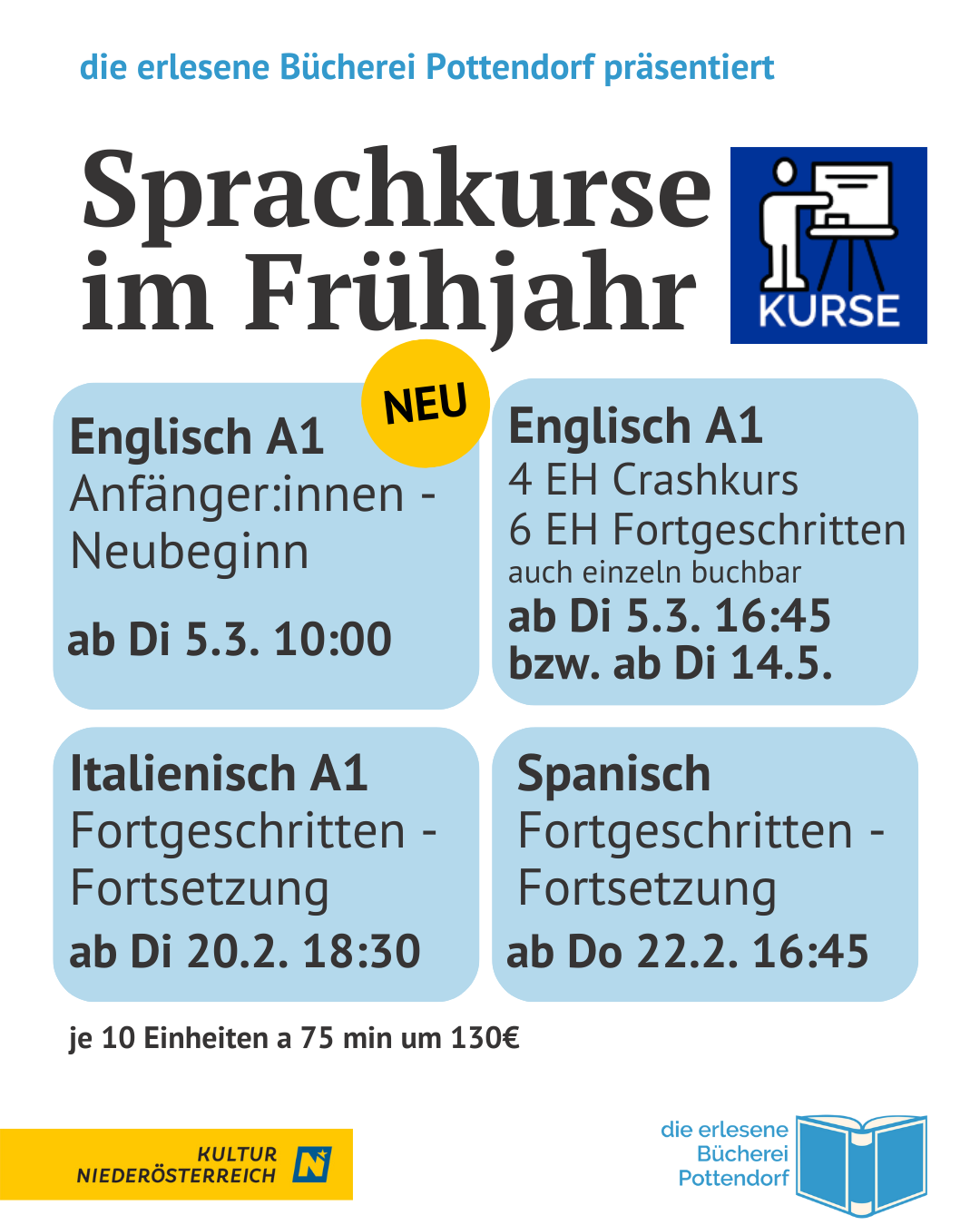 Sprachkurse im Frühjahr 2024 IG post 1080 x 1350 px